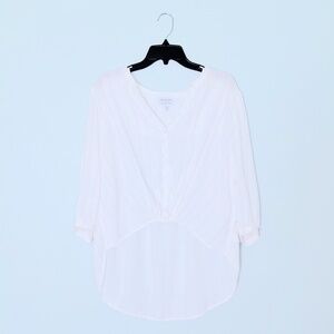 sofia by sofia vergara White Striped Hi Lo Button Down Knot Front Shirt